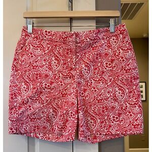 Boden Red/White Floral Paisley Richmond Flat Front Size 6 Textured Shorts
